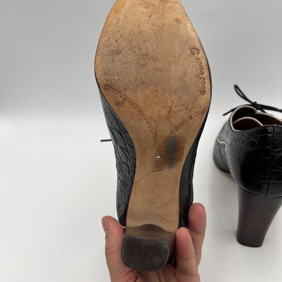 Corso Como Black Alligator Print Lace-up Oxford Heels Size 8.5 - Picture 5 of 10